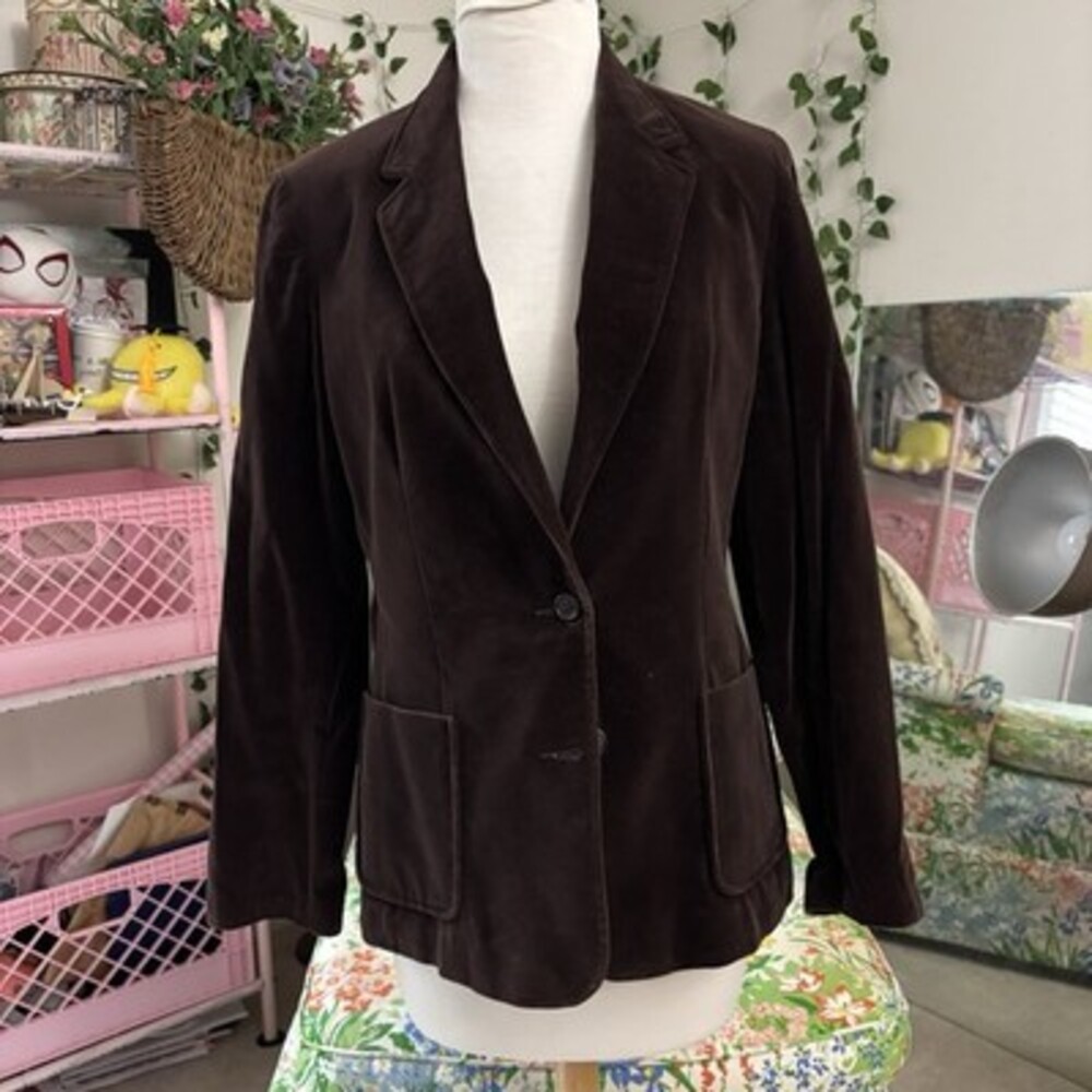 Vintage 1990s Koret Brown Velvet Blazer Women’s Size 14 Classic Tailored Jacket